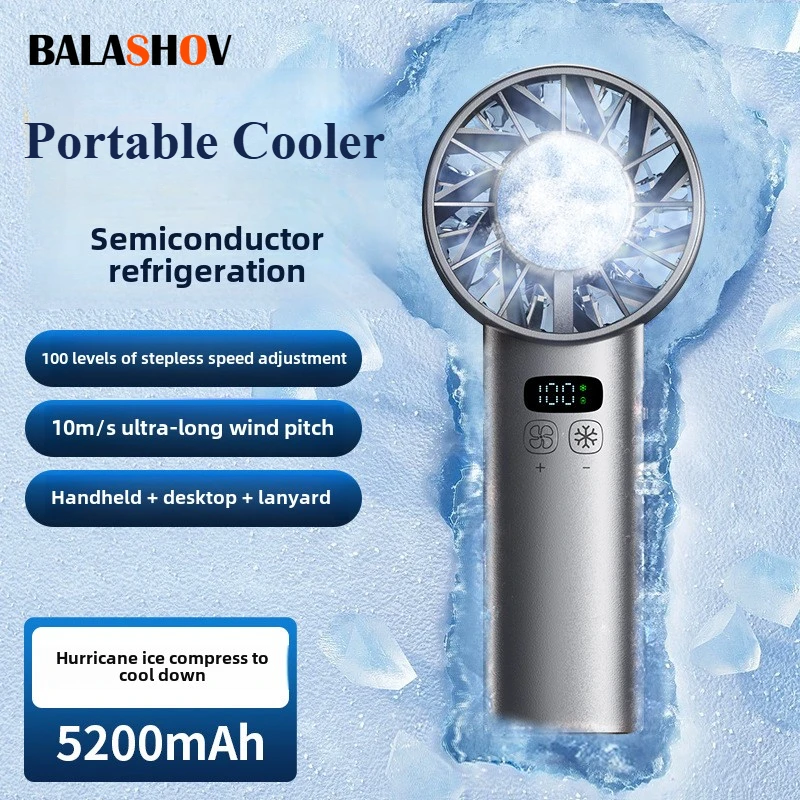 Outdoor Camping Fan - アイスコンプレス高速冷却ファン ハンドヘルドファン USB充電式 ポータブルミニファン 折りたたみ式 旅行、キャンプ、アウトドアに最適