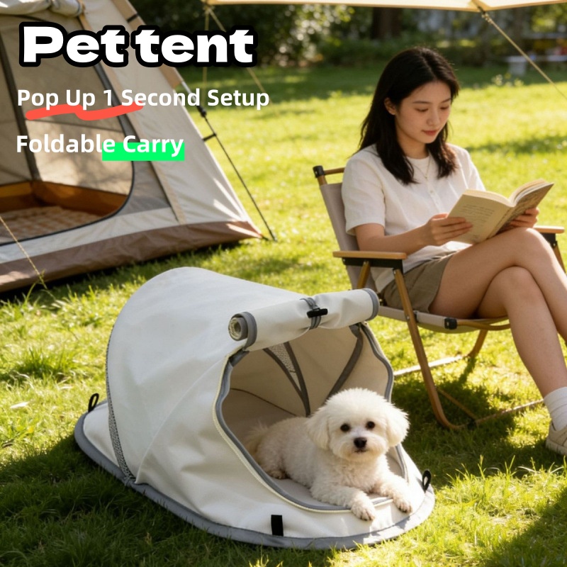 Outdoor Camping Dog Bed - ポータブルポップアップドッグテント日よけ通気性防水ペットハウスベッド小型中型犬用折りたたみ式屋外キャンプ用
