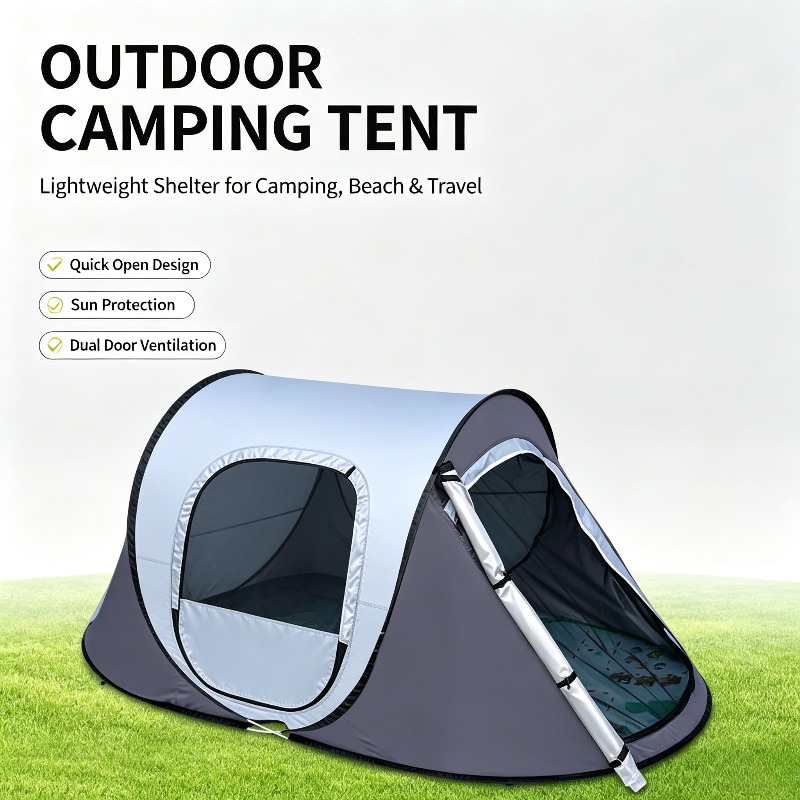 Outdoor Camping Automatic Quick Opening Tent - 手投げポップアップボートテント ポータブル 折りたたみ式 防水 防風 UVカットテント