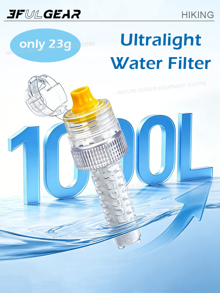 Outdoor Camping Water Filter - 3F UL GEAR ミニ超軽量浄水ボトル。アウトドア、キャンプ、ハイキング、サバイバル、緊急時などに最適な浄水器。