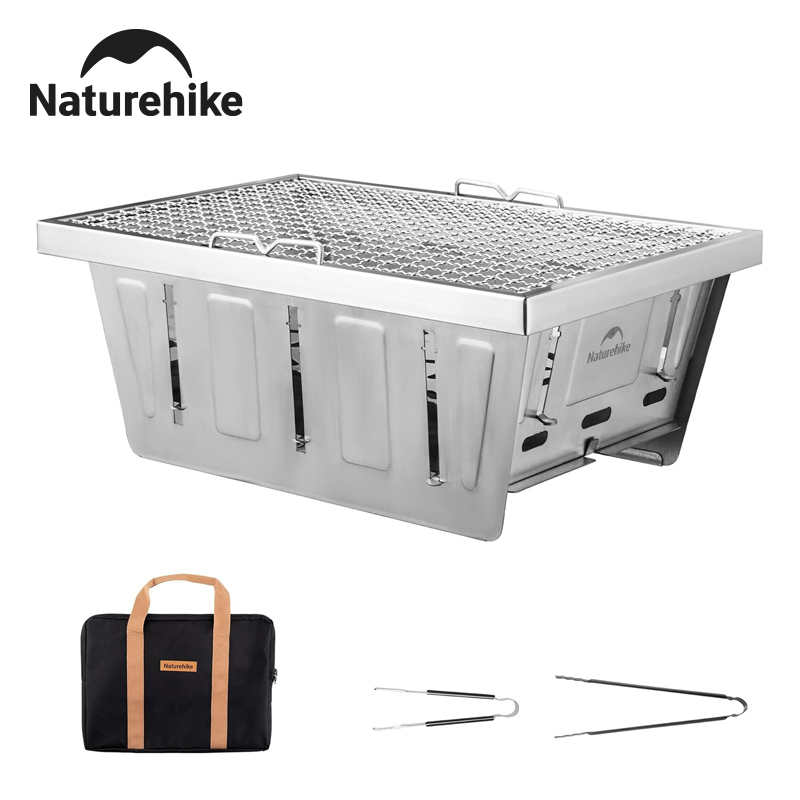 Outdoor Camping Cooking Table - Naturehike キャンプ用チャコールグリル IGTテーブル用 ポータブル折りたたみ式バーベキューグリル トング付き アウトドア車載調理用BBQラック