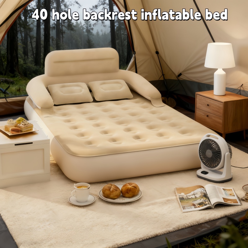 Outdoor Camping Mattress - 屋外多機能2人用キャンプ用インフレータブルベッド、ポータブル背もたれ付きプラッシュインフレータブルソファ、エアクッションベッド、自宅での昼寝用