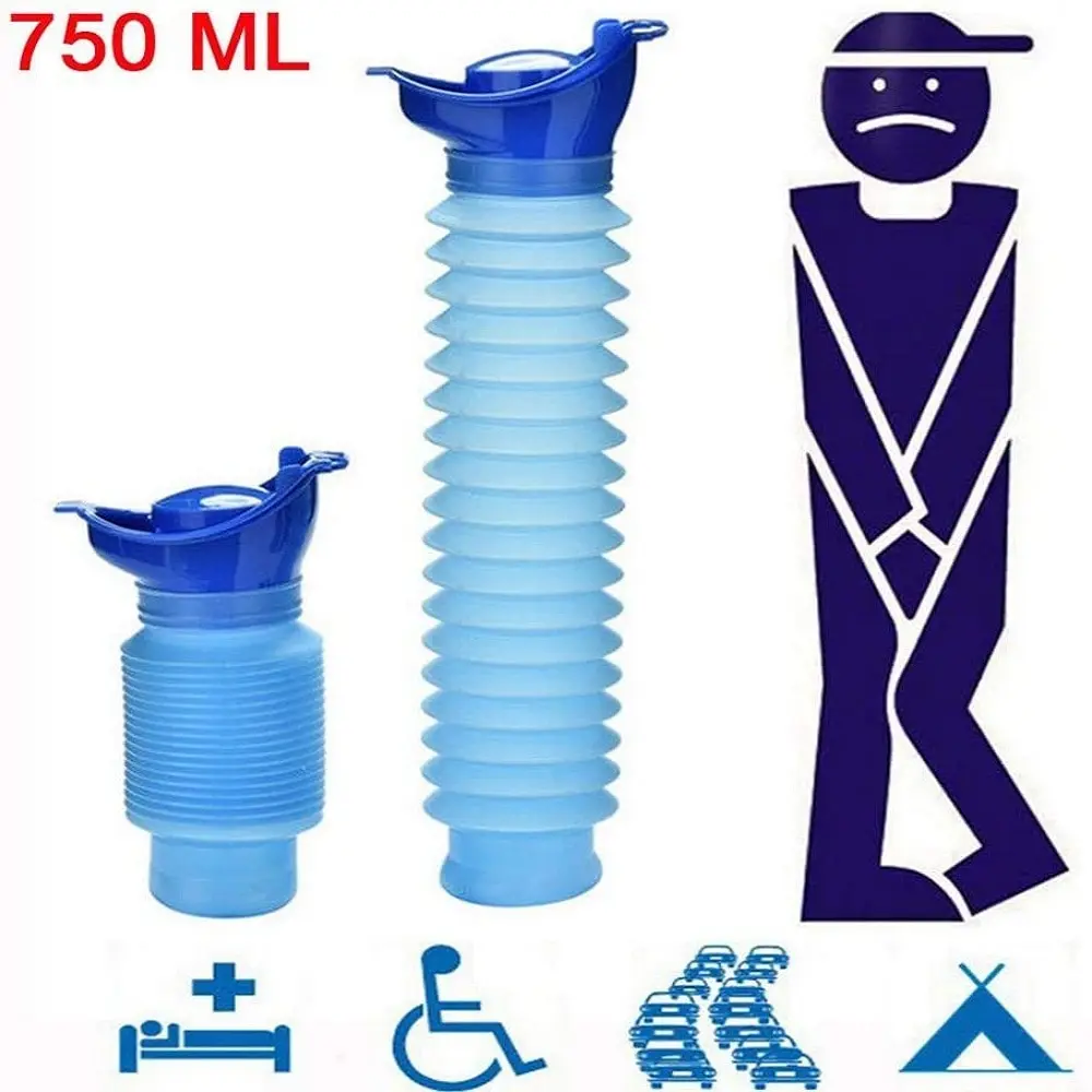 Outdoor Camping Urinal - 750 ミリリットル屋外ポータブル車便器伸縮式スクワットフリー女性男の子と子供旅行キャンプハイキング緊急便器折りたたみ式