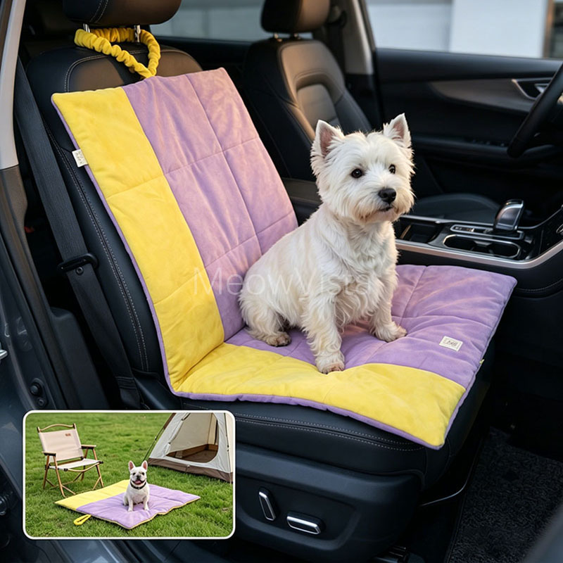 Outdoor Camping Dog Bed - ポータブル折りたたみ式犬用カーシートマット、汚れ防止、洗濯可能、ソフトスエードペットトラベルクッション、ペット用デュアルユース屋外キャンプブランケット
