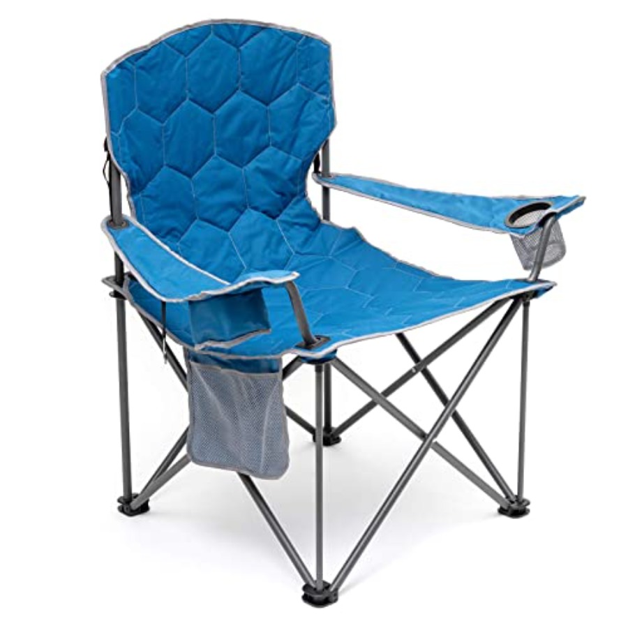 Outdoor Oversized Camping Chair - アウトドア/旅行/ピクニック/キャンプ用ヘビーデューティー500ポンドXXL特大キャンプチェア（身長6フィート4インチ以上の背の高い人向け）、スチールフレーム、ブラック、pa