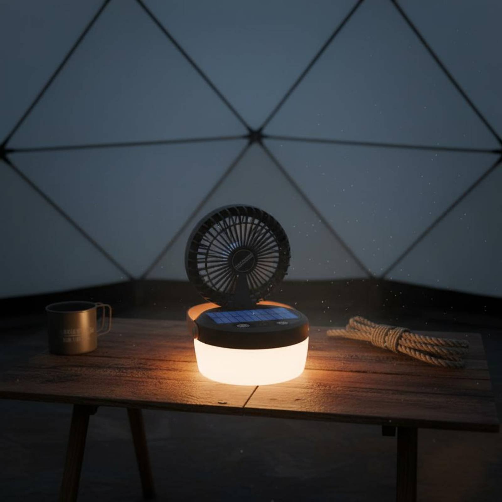Outdoor Camping Fan - ソーラーキャンプファンランタン折りたたみ式デザイン三機能キャンプランタンアウトドアギアキャンパー用吊り下げハンドル