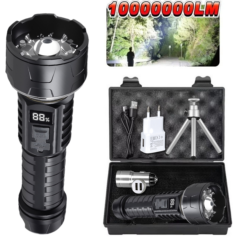 Outdoor Camping Accessories - COB LED 懐中電灯充電式ランタン 7 コアキャンプトーチ赤色光警告ランプ三脚を設置可能屋外ハイキング緊急時