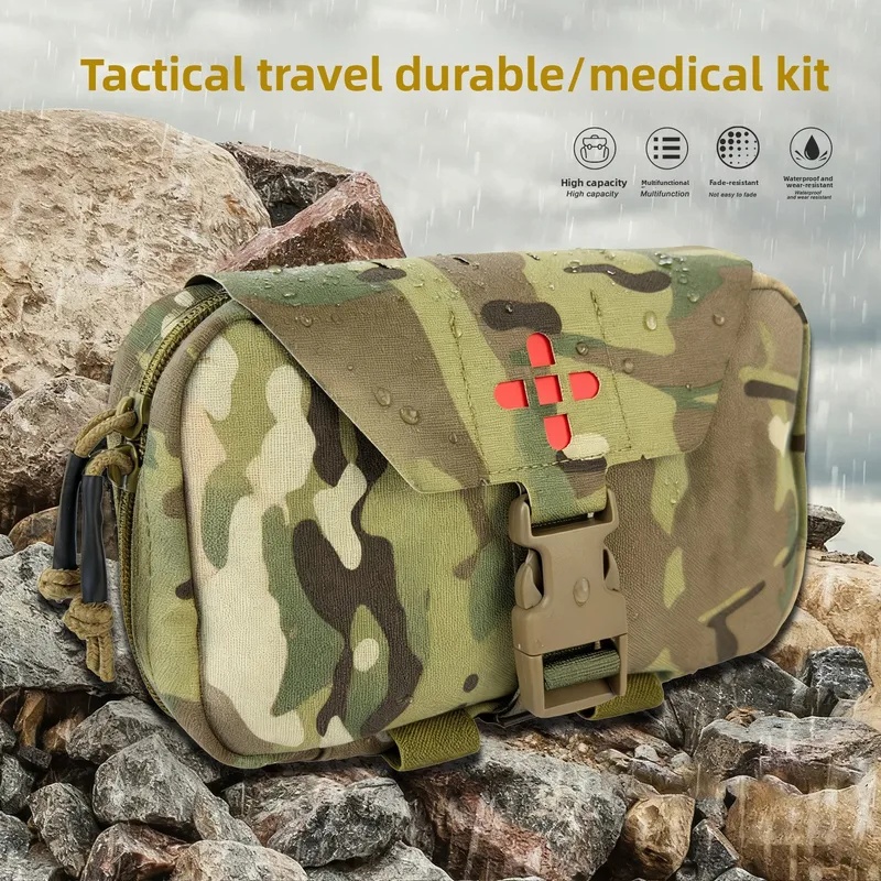 First Aid Kit Camping - 戦術的な屋外医療緊急キット MOLLE 固定収納バッグ キャンプ用ポータブルクイック医療バッグ ナイロン素材