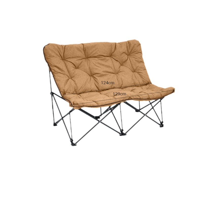 Outdoor Oversized Camping Chair - 特大サイズの折りたたみ式キャンプチェア、ソフトクッション付きポータブル屋外用ラブシート、パティオ・バルコニー・ピクニック＆キャンプ用折りたたみソファ