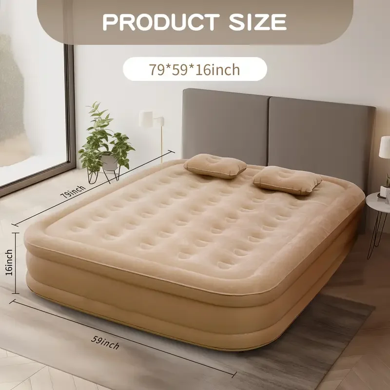 Outdoor Camping Mattress - インテリアエアマットレス グランピングマット PVC インフレータブルスリーピングマットレス 高級2人用キャンプベッドマット 内蔵ポンプ