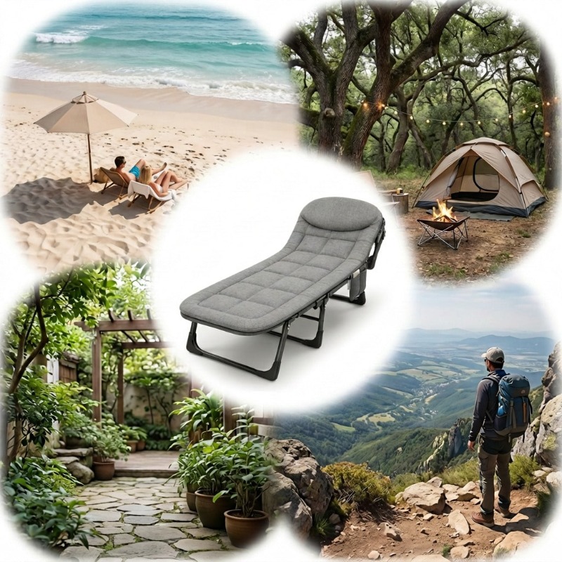 ポータブル折りたたみラウンジチェア、調節可能なリクライニング - Outdoor Oversized Camping Chair のレビューと価格
