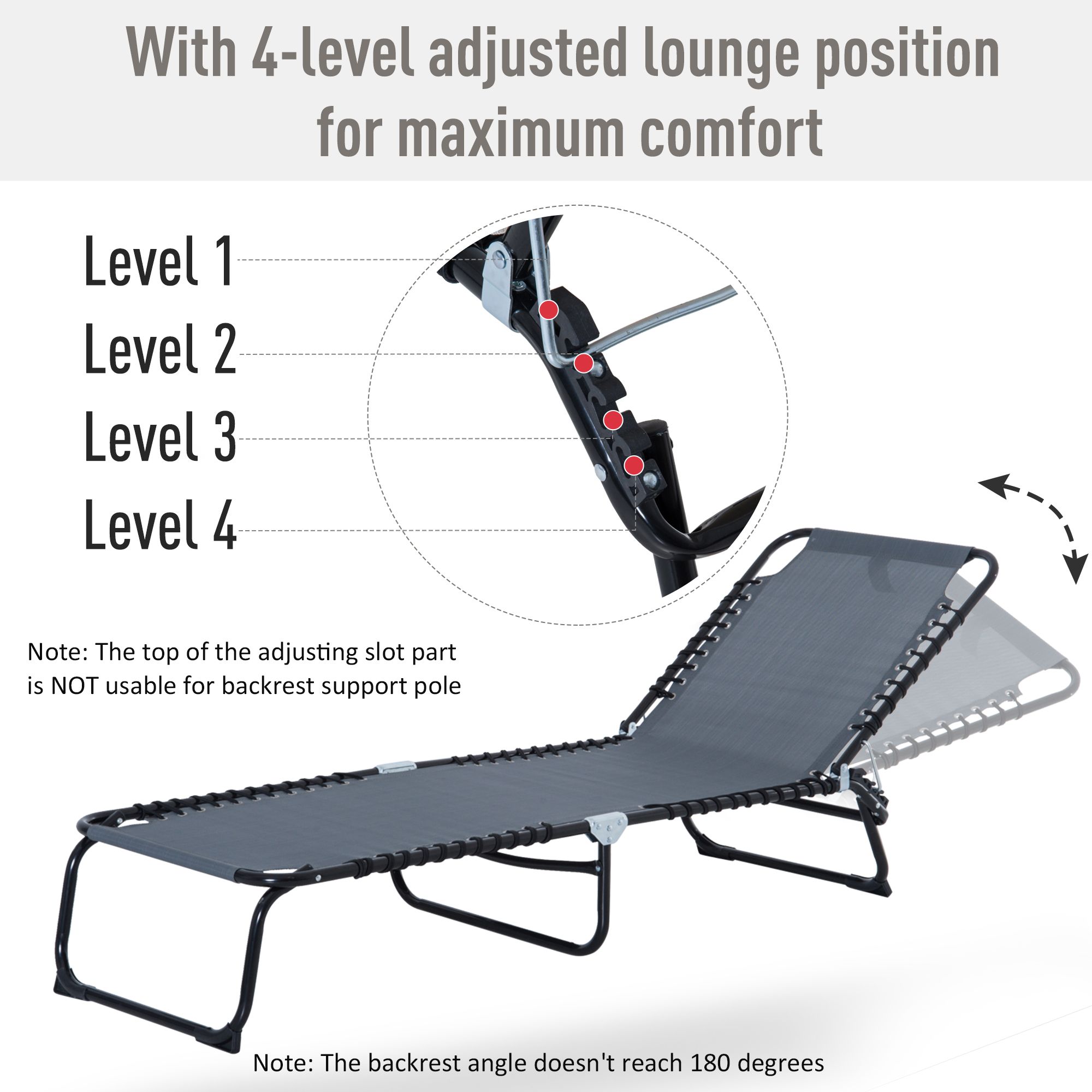 折りたたみ式ラウンジチェア、4段階背もたれ調整、枕付き、通気 - Folding Chair のレビューと価格