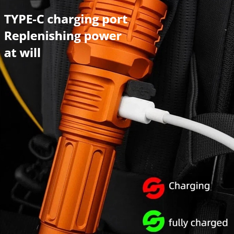 強力な光 LED 懐中電灯ズーム可能 TYPE-C 充電式屋 - Outdoor Camping Accessories のレビューと価格