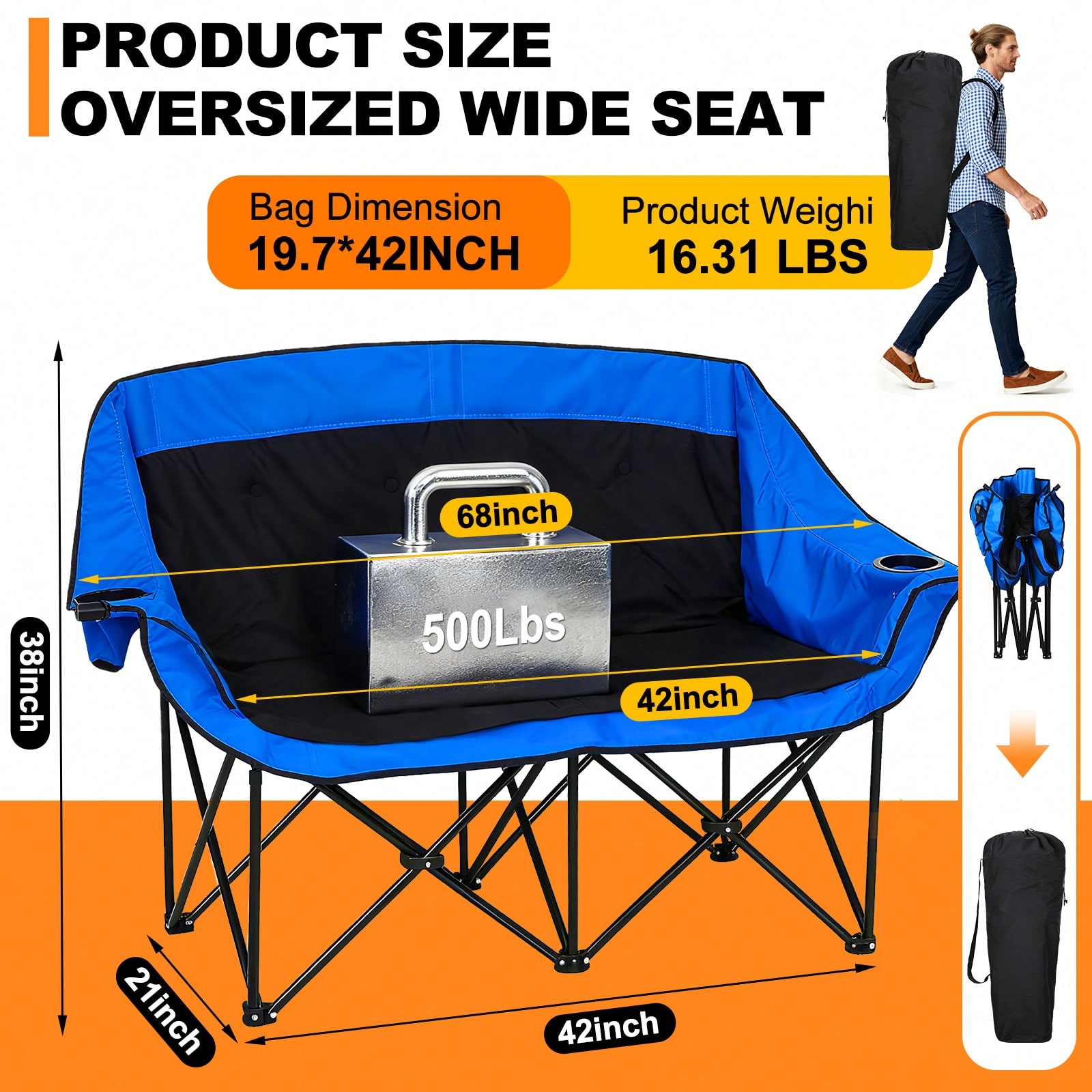ヒーター付きダブルキャンプチェア、ヒーター付き折りたたみキャ - Outdoor Oversized Camping Chair のレビューと価格