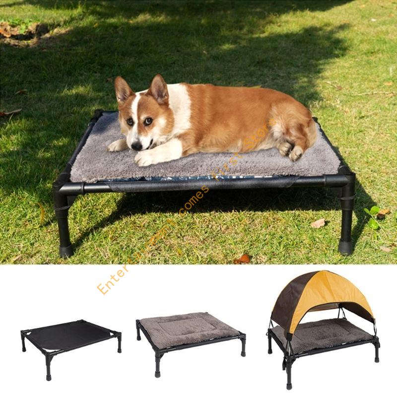 取り外し可能なキャノピーシェードテント付き屋外上げ下げ犬用ベ - Outdoor Camping Dog Bed のレビューと価格