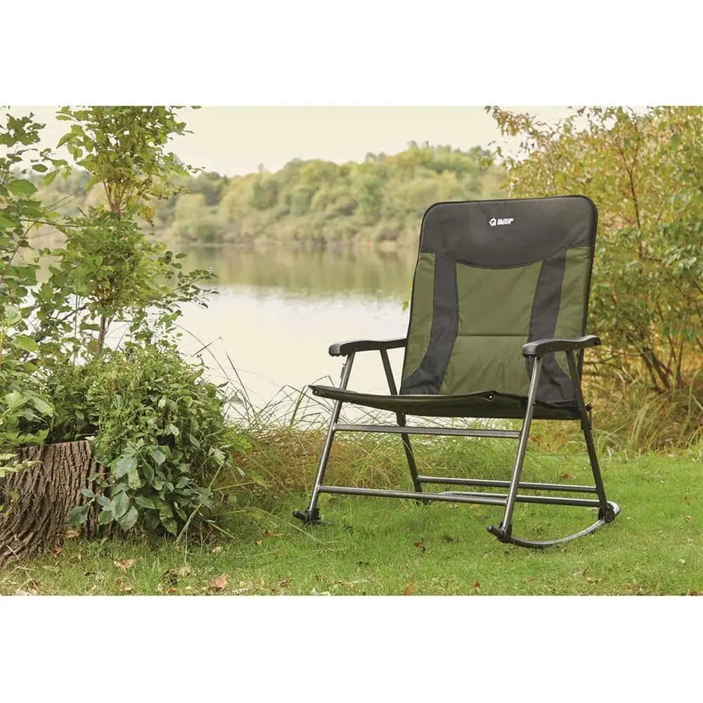 特大サイズ600ポンド耐荷重ポータブルロッキングキャンプチェ - Outdoor Oversized Camping Chair のレビューと価格
