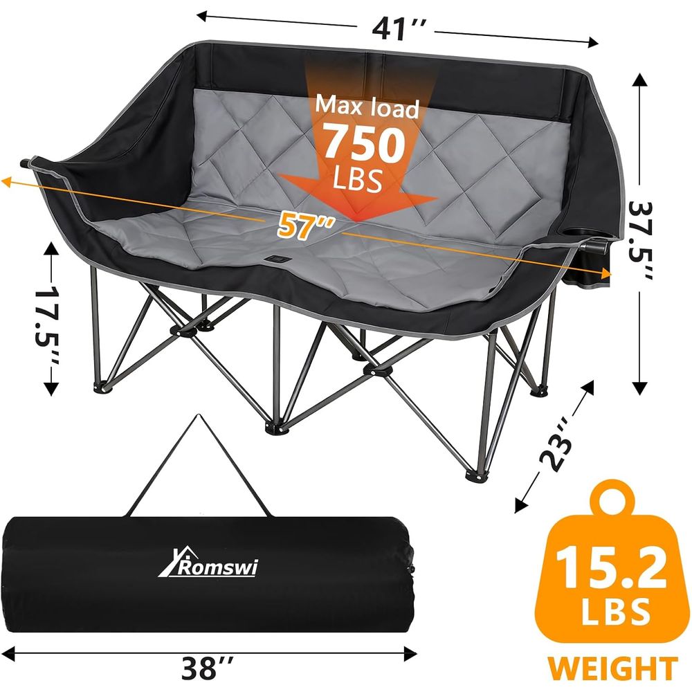 ダブルキャンプチェア、2人用キャンプチェア、特大折りたたみ式 - Outdoor Oversized Camping Chair のレビューと価格