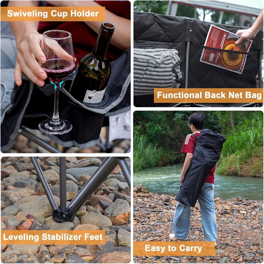 ダブルキャンプチェア、2人用キャンプチェア、特大折りたたみ式 - Outdoor Oversized Camping Chair のレビューと価格