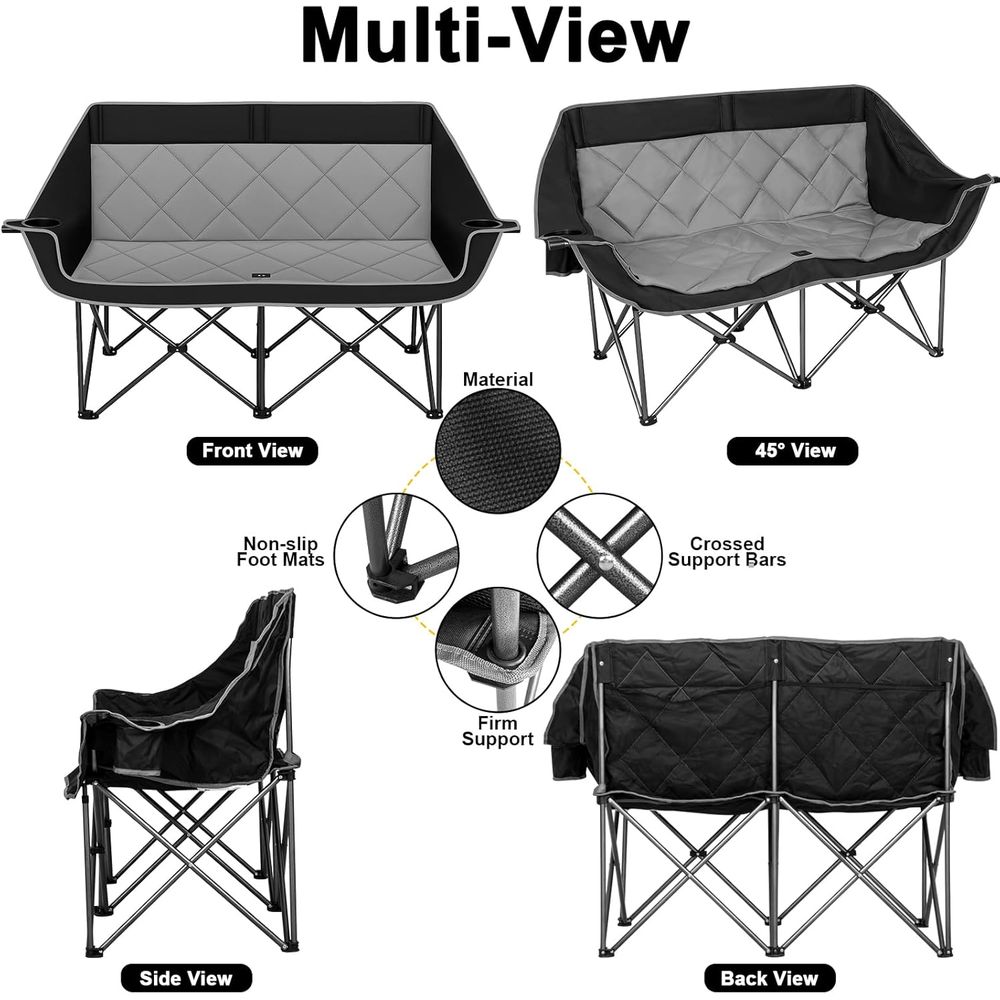 ダブルキャンプチェア、2人用キャンプチェア、特大折りたたみ式 - Outdoor Oversized Camping Chair のレビューと価格