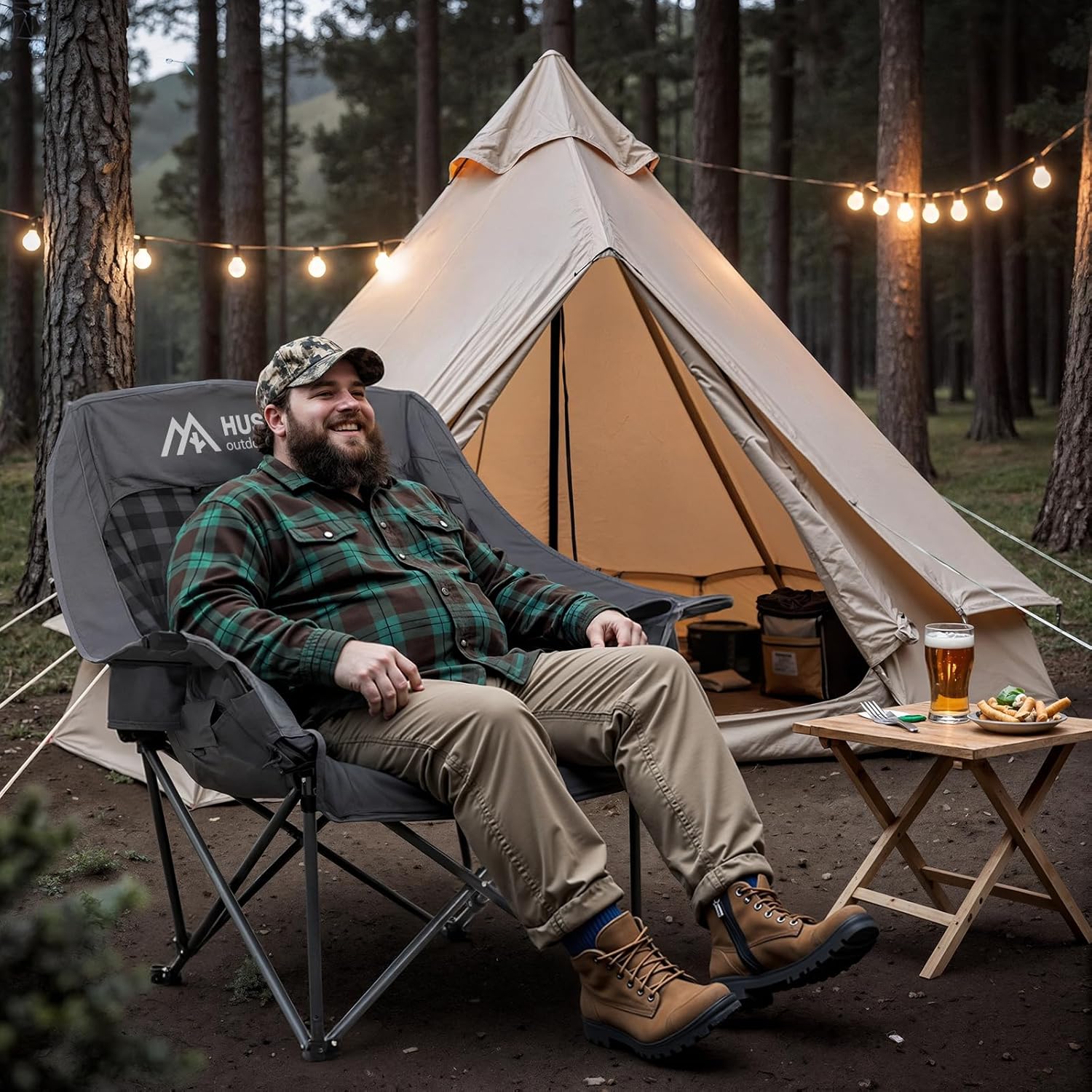 大人用特大加熱キャンプチェア – 3段階調節可能なヒート機能 - Outdoor Oversized Camping Chair のレビューと価格