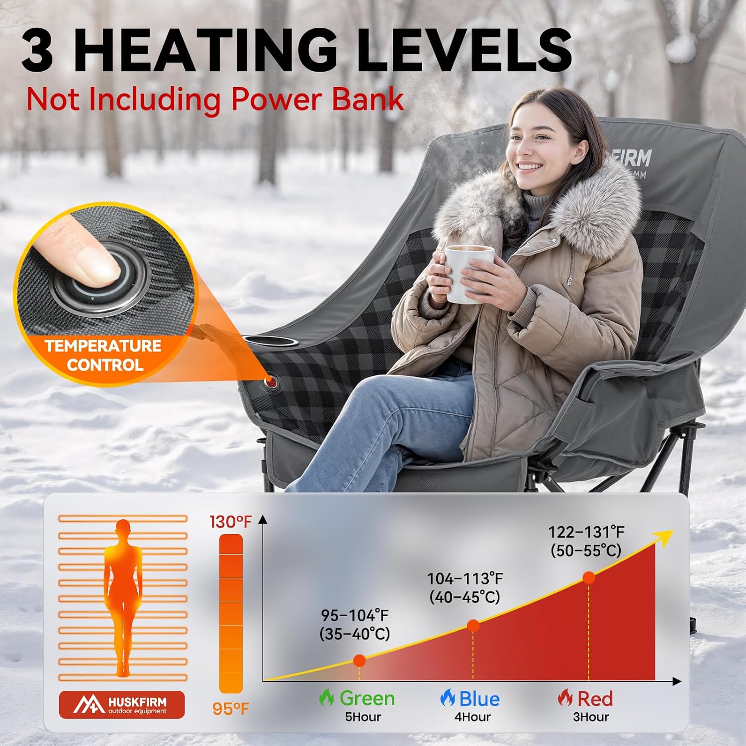 大人用特大加熱キャンプチェア – 3段階調節可能なヒート機能 - Outdoor Oversized Camping Chair のレビューと価格