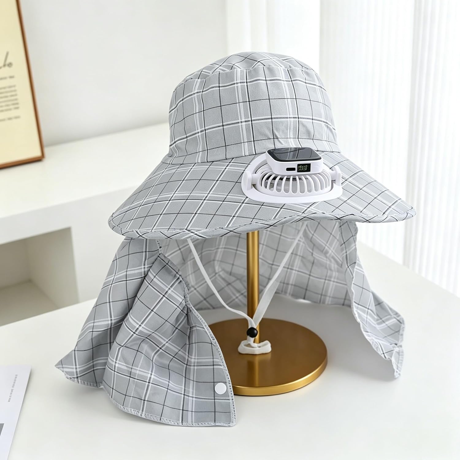 1PC ソーラーパワーネックガードファンハット USB 充電 - Outdoor Camping Fan のレビューと価格