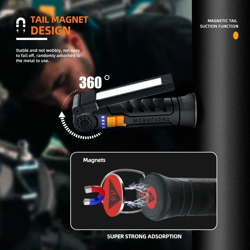 ポータブル COB LED 懐中電灯 USB 充電式ワークラ - Outdoor Camping Light Portable のレビューと価格