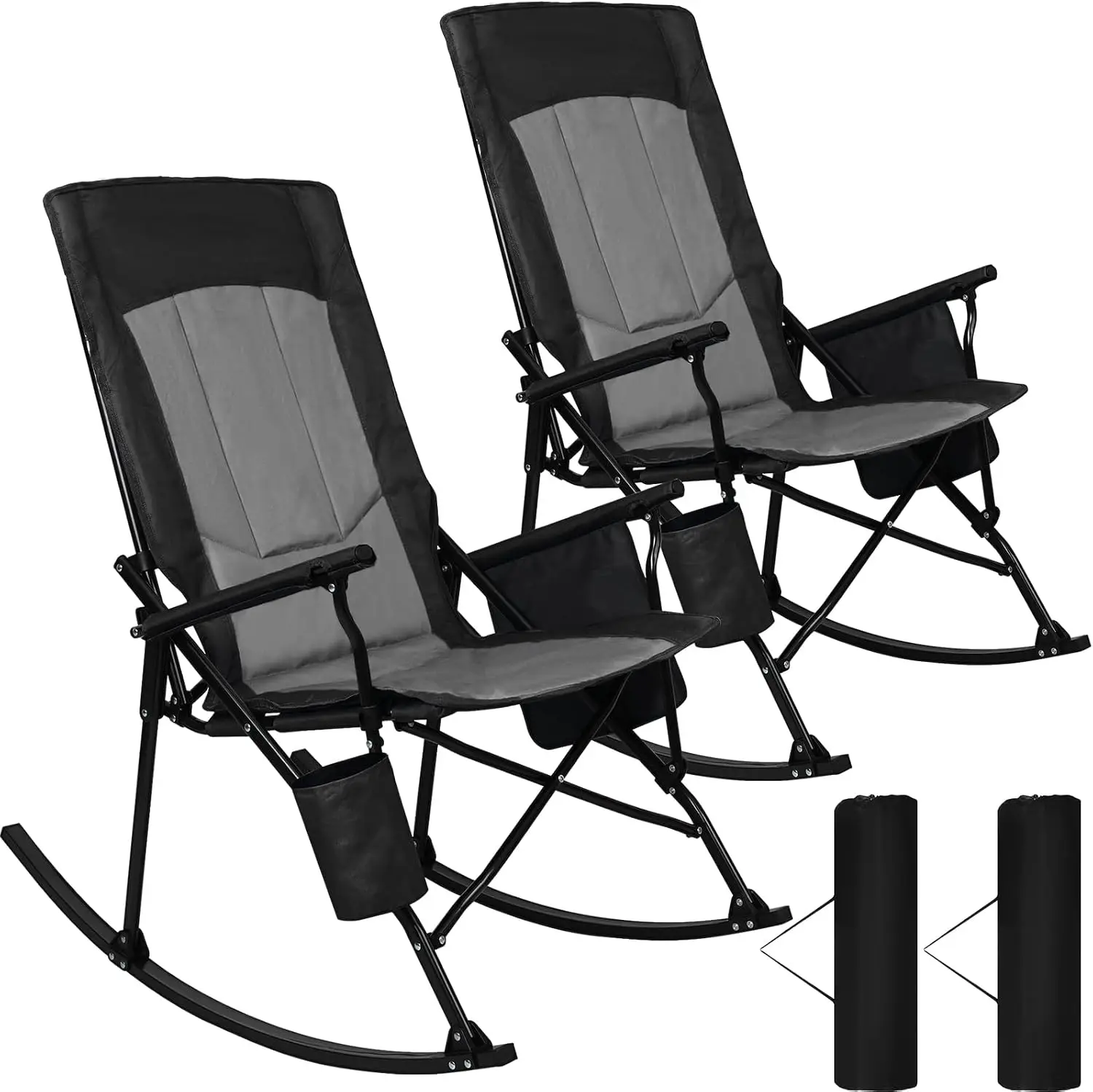 2脚セット ハイバック ポータブル ロッキングチェア、硬質ア - Outdoor Oversized Camping Chair のレビューと価格