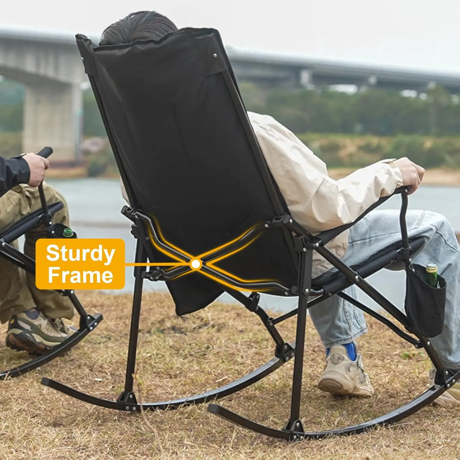 2脚セット ハイバック ポータブル ロッキングチェア、硬質ア - Outdoor Oversized Camping Chair のレビューと価格