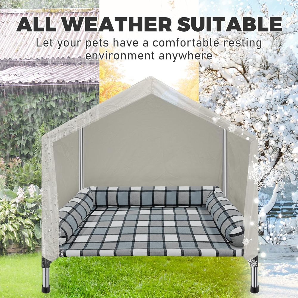 高床式ペットベッドハウス - 2-in-1屋内外兼用ペットコ - Outdoor Camping Dog Bed のレビューと価格