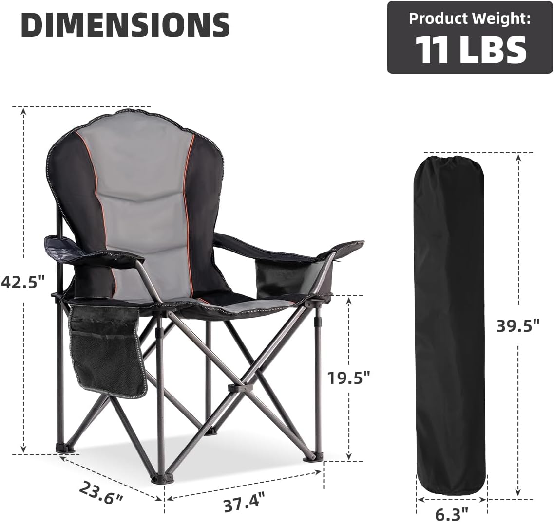 特大折りたたみキャンプチェア、サイドテーブル付き、耐荷重50 - Outdoor Oversized Camping Chair のレビューと価格