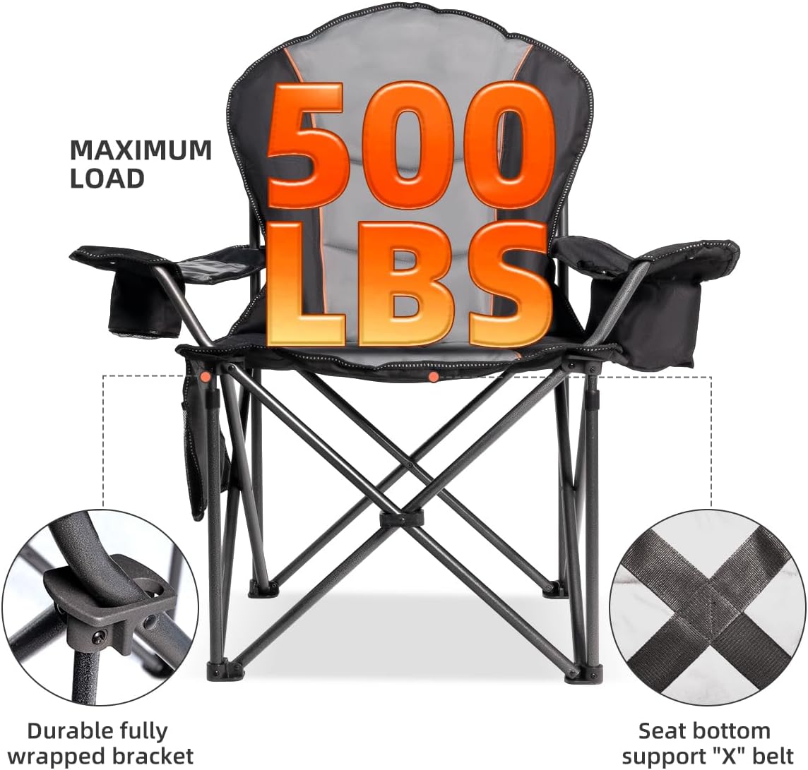 特大折りたたみキャンプチェア、サイドテーブル付き、耐荷重50 - Outdoor Oversized Camping Chair のレビューと価格