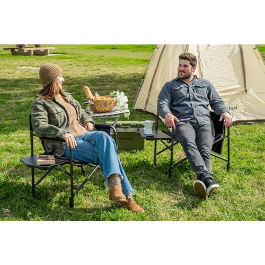 特大キャンプ用ディレクターズチェア、屋外用、頑丈なスチールフ - Outdoor Oversized Camping Chair のレビューと価格