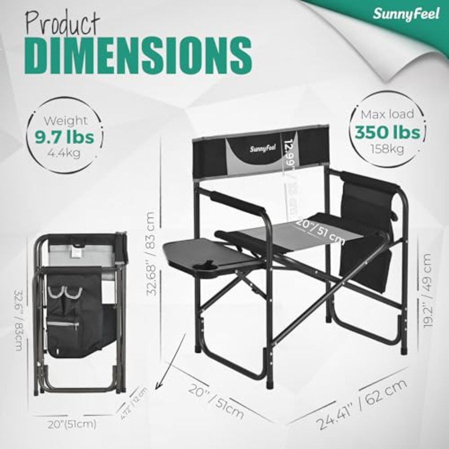 特大キャンプ用ディレクターズチェア、屋外用、頑丈なスチールフ - Outdoor Oversized Camping Chair のレビューと価格