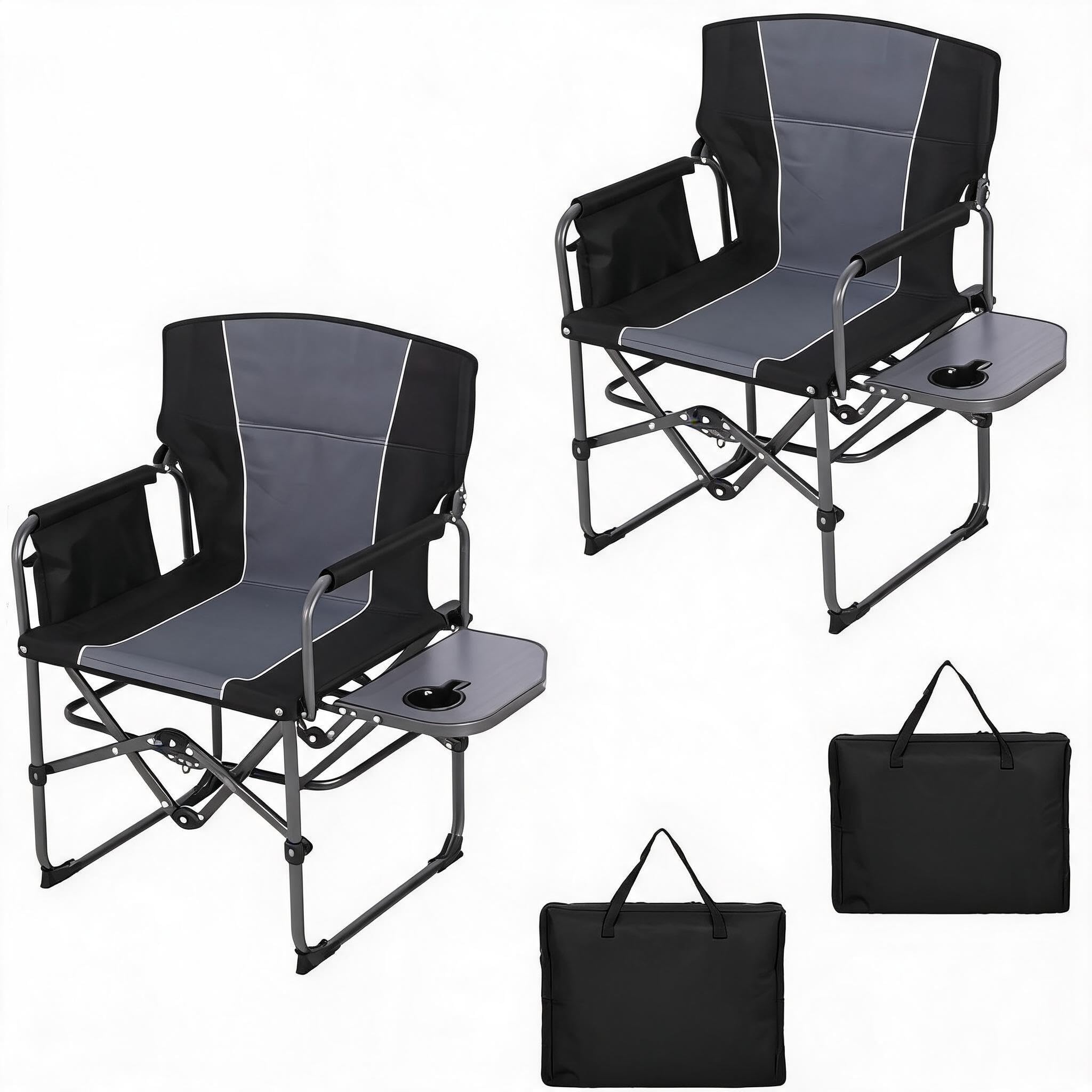 頑丈な特大ディレクターズキャンプチェア 2脚セット 大人用  - Outdoor Oversized Camping Chair のレビューと価格