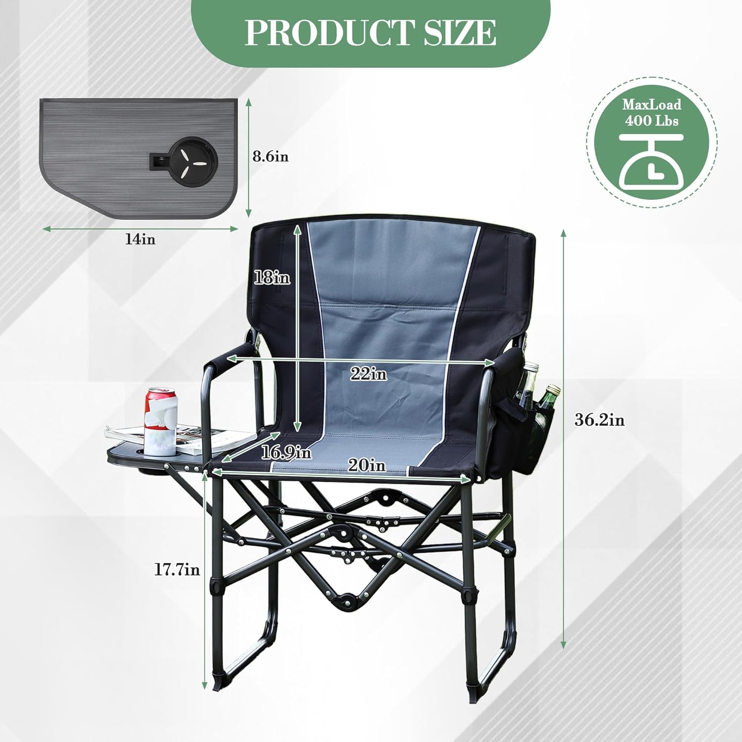 頑丈な特大ディレクターズキャンプチェア 2脚セット 大人用  - Outdoor Oversized Camping Chair のレビューと価格