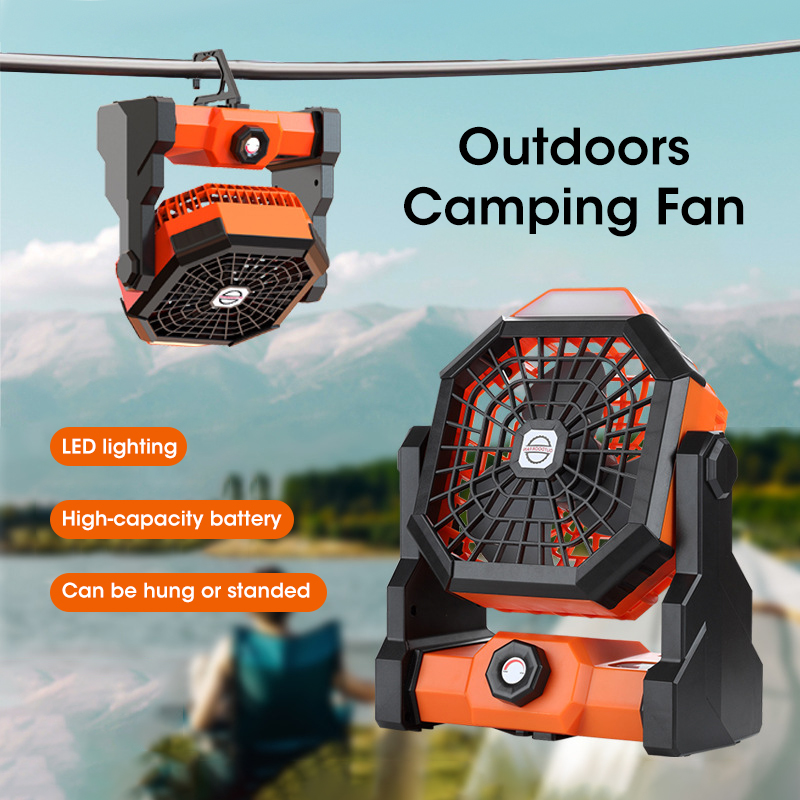 10000mAh キャンプファン LED ランタン付きポータ - Outdoor Camping Fan のレビューと価格
