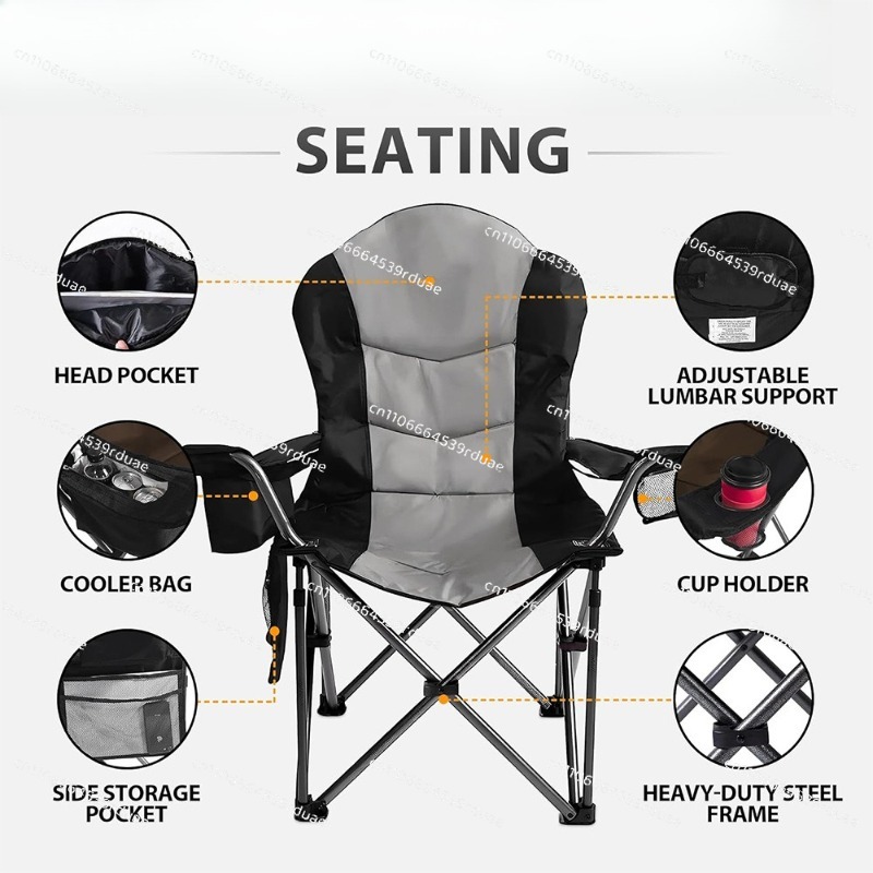 屋外キャンプ用特大サイズの腰椎サポート付き折りたたみ椅子（保 - Outdoor Oversized Camping Chair のレビューと価格