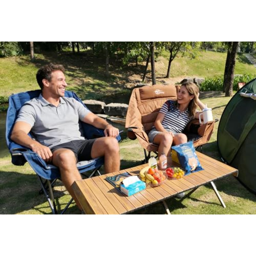 屋外用特大キャンプチェア、頑丈なスチールフレーム、ブルー、耐 - Outdoor Oversized Camping Chair のレビューと価格