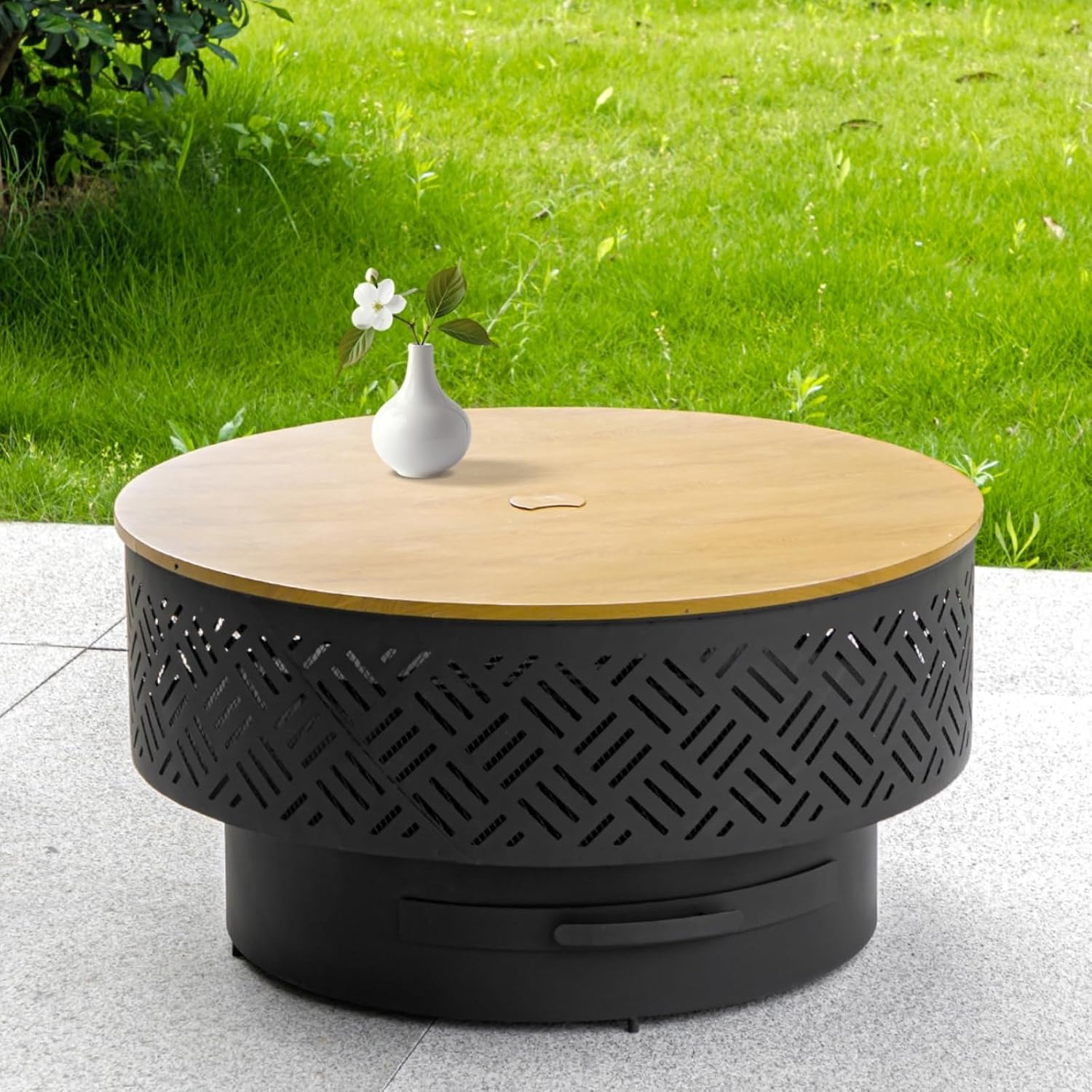 32インチ丸型金属製薪焚きファイヤーピットテーブル、BBQ調 - Outdoor Camping Cooking Table のレビューと価格