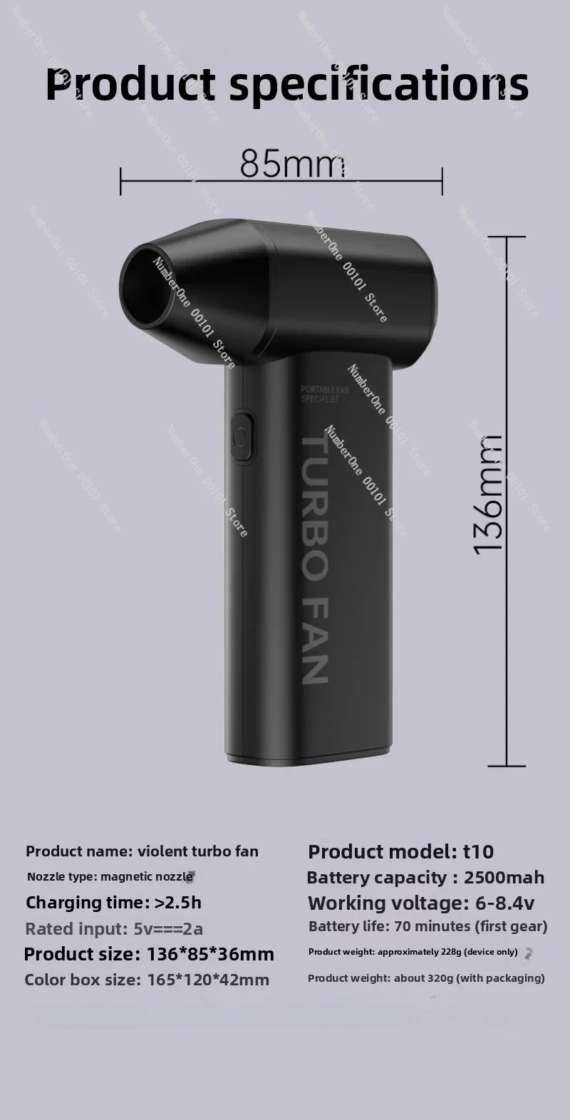 T10 ミニハンドヘルド高速ファン、キャンプやアウトドア用の - Outdoor Camping Fan のレビューと価格