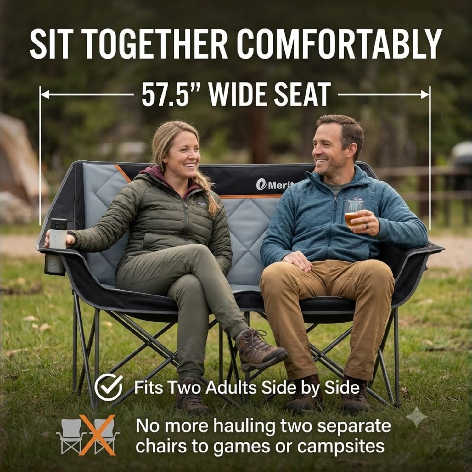 頑丈な650ポンド耐荷重折りたたみ式キャンプ用ラブシート、特 - Outdoor Oversized Camping Chair のレビューと価格