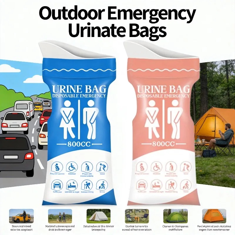 800ML 使い捨て屋外緊急尿袋ユニセックス漏れ防止ポータブ - Outdoor Camping Urinal のレビューと価格