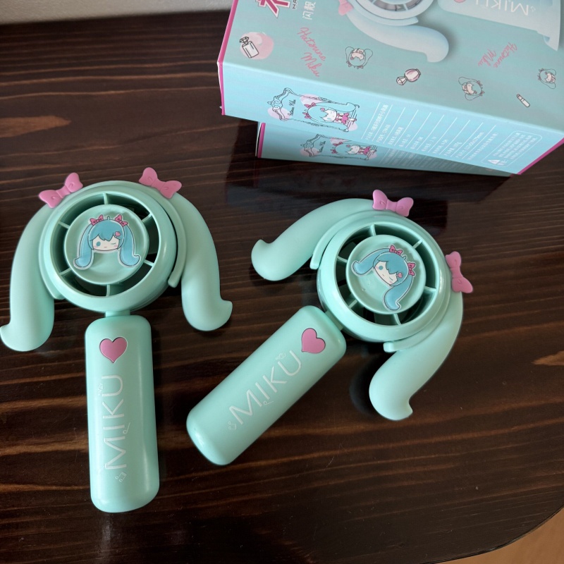 初音ミクミニハンドヘルドファン冷却ファン家庭用オフィス旅行ア - Outdoor Camping Fan のレビューと価格