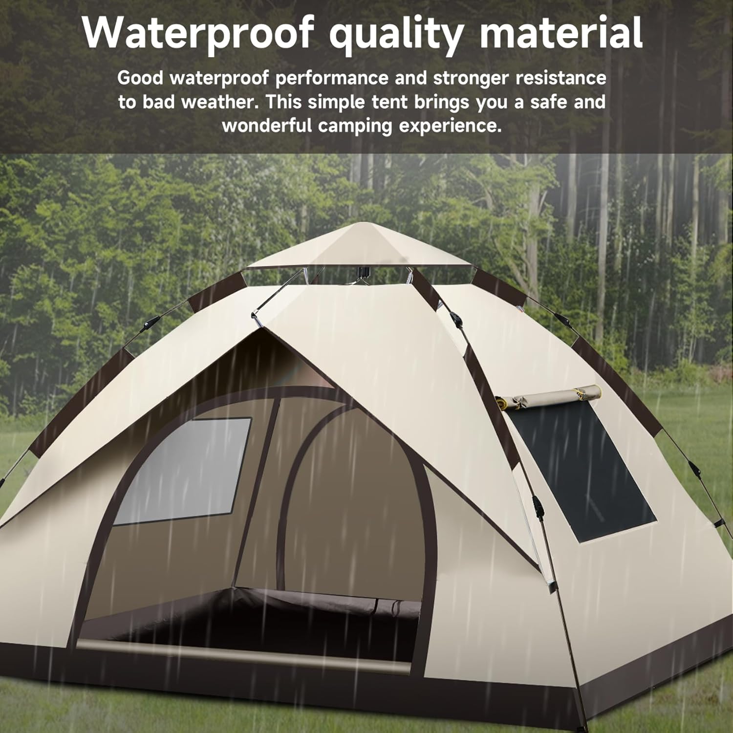 3～4人用防水キャンプテント、防風屋外ファミリーテント ‌  - Outdoor Camping Automatic Quick Opening Tent のレビューと価格