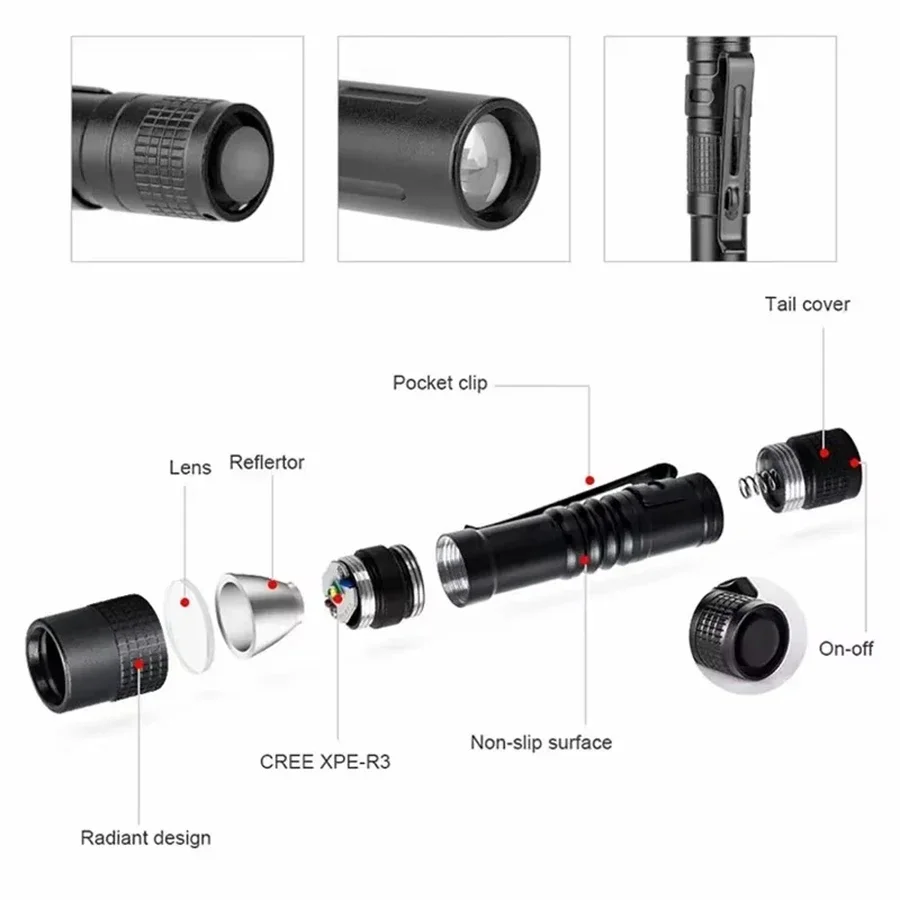 1-4 個ミニポータブル LED ペンライトポケット超高輝度 - Outdoor Camping Light Portable のレビューと価格