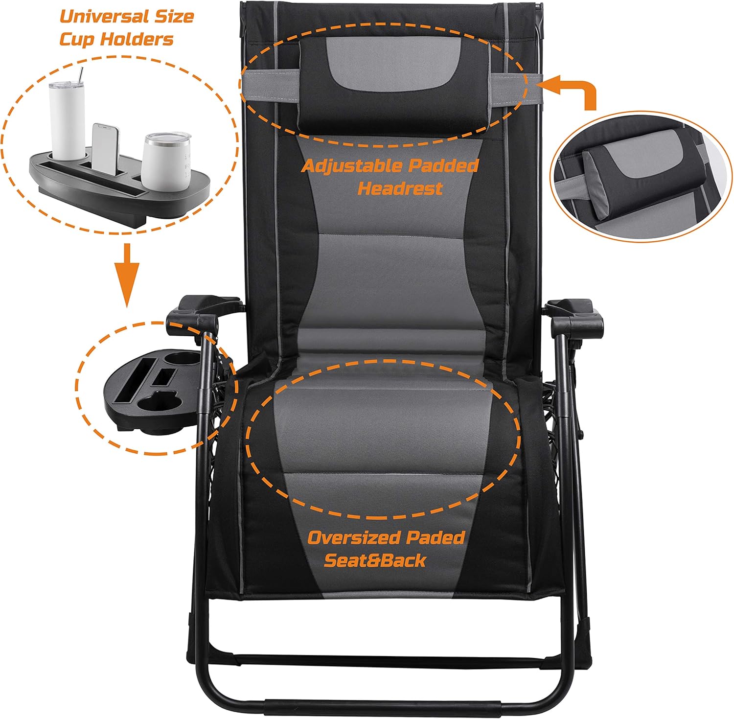 XXL特大リクライニング折りたたみ椅子 キャンプ、パティオ、 - Outdoor Oversized Camping Chair のレビューと価格