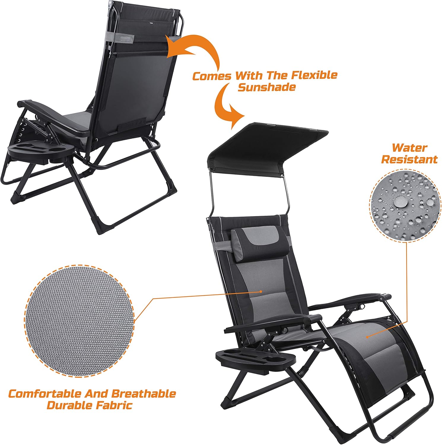 XXL特大リクライニング折りたたみ椅子 キャンプ、パティオ、 - Outdoor Oversized Camping Chair のレビューと価格